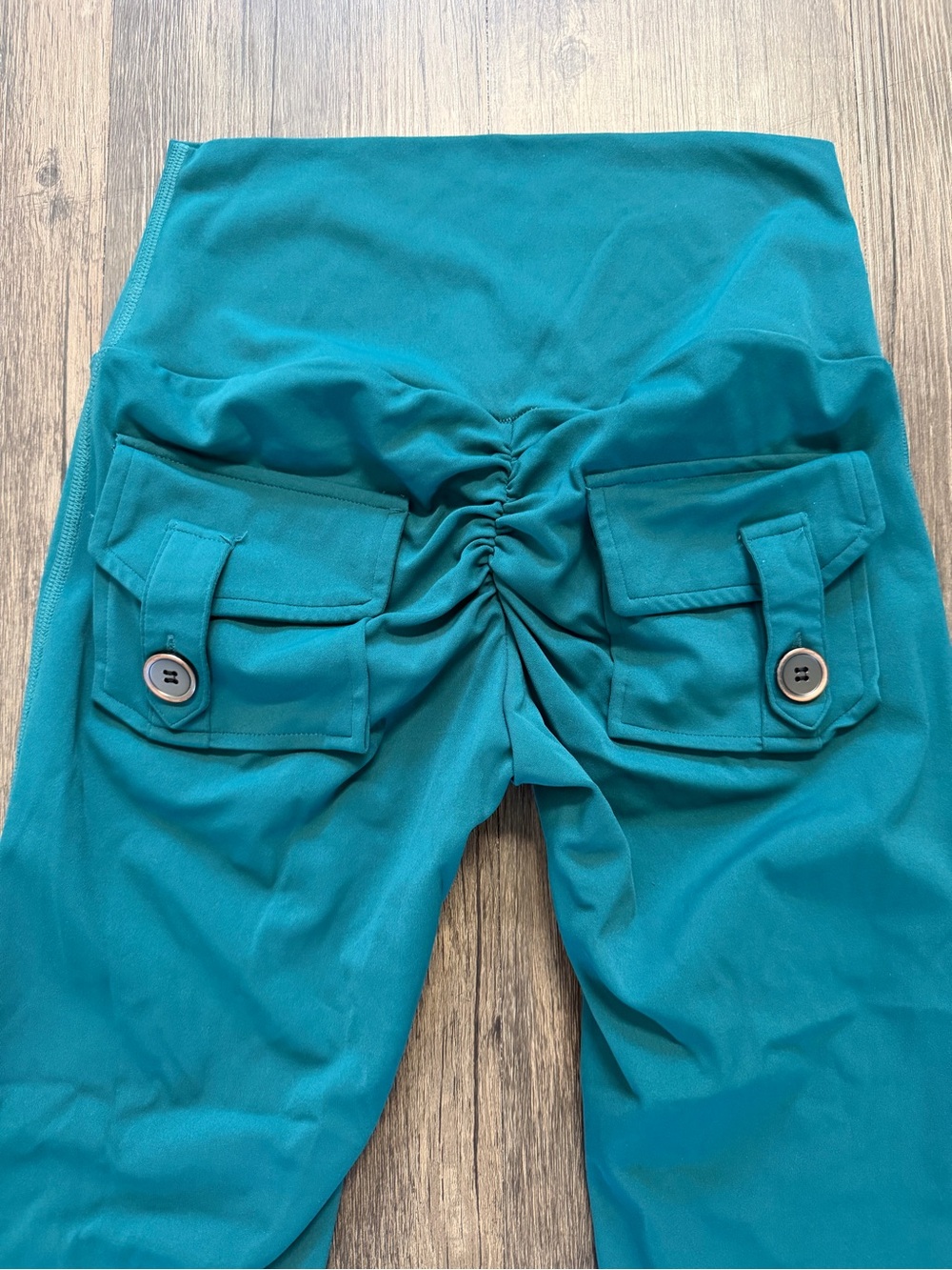 Activewear High-Waist Teal Scrunch Bootie Pocket Leggings Stretch Yoga Workout S - Picture 6 of 11